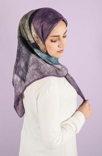 Karaca Patterned Rayon Scarf 90722-109 Lilac Petrol 90722-09