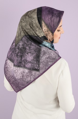 Karaca Patterned Rayon Scarf 90722-109 Lilac Petrol 90722-09