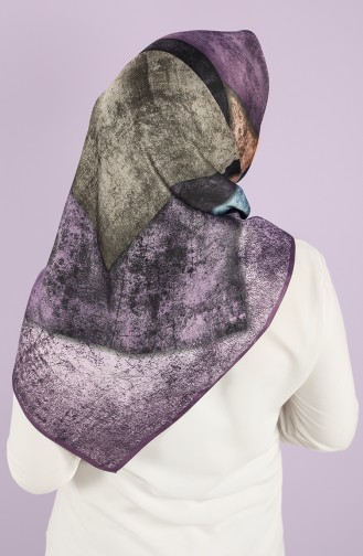 Karaca Patterned Rayon Scarf 90722-109 Lilac Petrol 90722-09