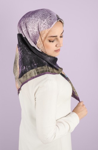 Karaca Patterned Rayon Scarf 90723-04 Purple Dark Beige 90723-04