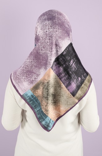 Karaca Patterned Rayon Scarf 90723-04 Purple Dark Beige 90723-04