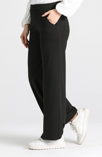 Elastic waist wide Leg Pants 3027-01 Black 3027-01