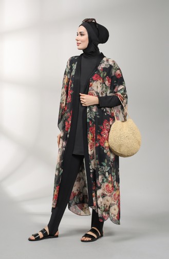 Desenli Pareo 8096-01 Siyah
