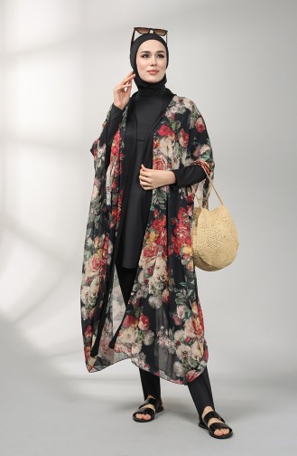 Desenli Pareo 8096-01 Siyah