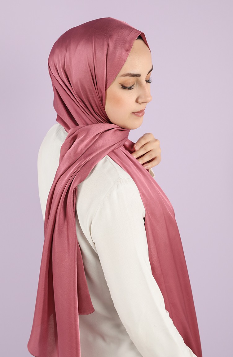 Charm Düz Saten Şal 15224-21 Koyu Gül Kurusu