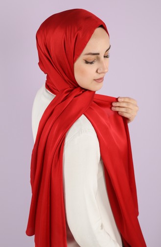 Charm Düz Saten Şal 15224-23 Kırmızı