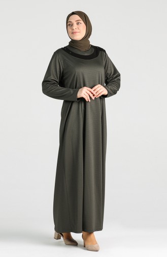 Khaki Hijab Kleider 4744-02