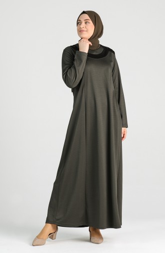 Khaki Hijab Kleider 4744-02