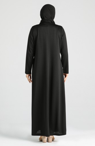 Büyük Beden Düğme Detaylı Elbise 4744-04 Siyah