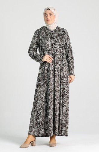 Plus Size Pattern Dress 4747a-01 Black 4747A-01