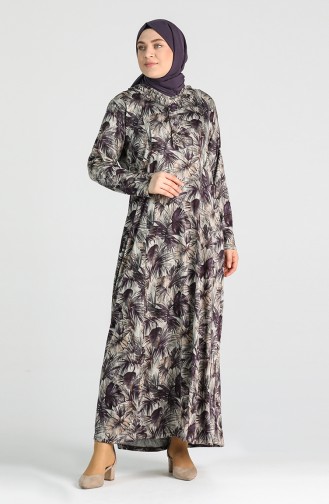 Plus Size Patterned Dress 4747b-02 Purple 4747B-02