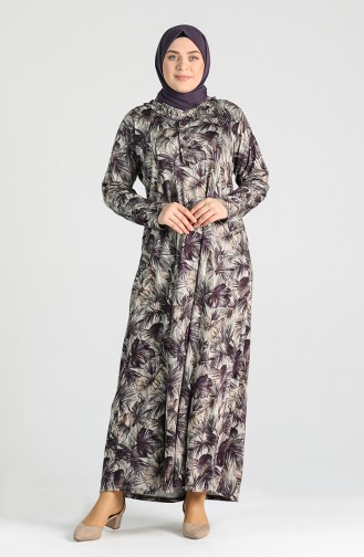 Plus Size Patterned Dress 4747b-02 Purple 4747B-02