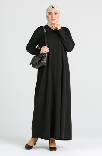 Schwarz Hijab Kleider 4756-01