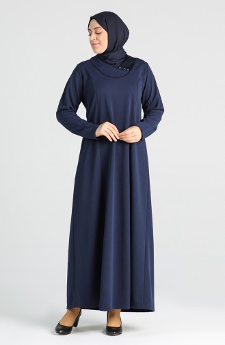 Navy Blue İslamitische Jurk 4756-02