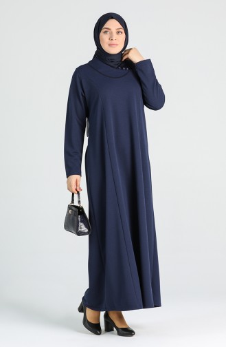 Navy Blue İslamitische Jurk 4756-02