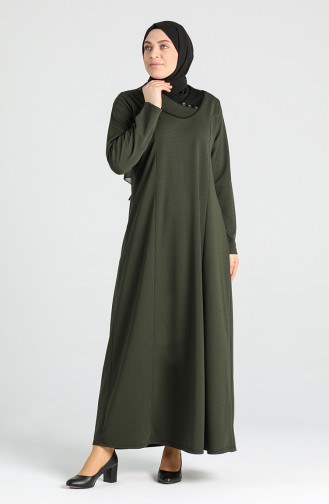 Khaki Hijab Kleider 4756-03