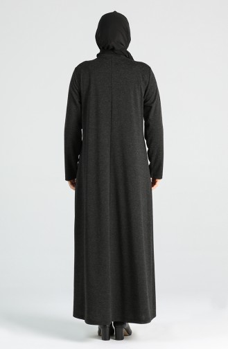 Büyük Beden Düğme Detaylı Elbise 4757-01 Siyah