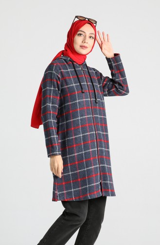 Plaid Lumberjack Zippered Tunic 5324-09 Navy Blue Red 5324-09