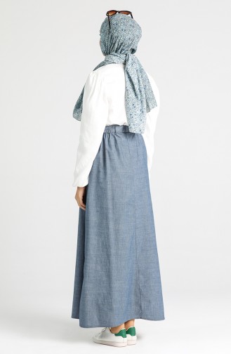Buttoned Skirt with Pockets 9022-01 Denim Blue 9022-01