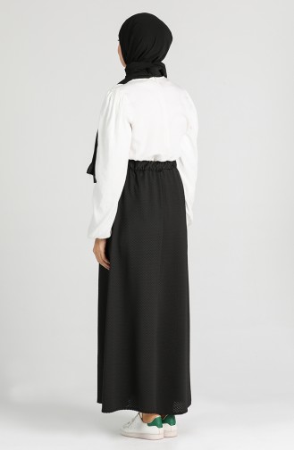 Buttoned Skirt with Pockets 9022a-01 Black 9022A-01