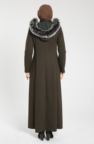 Plus Size Hooded Long Coat 0126-02 Khaki 0126-02
