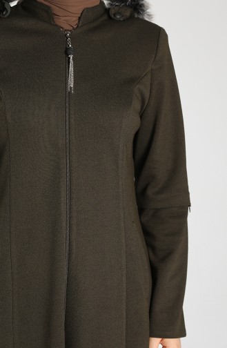 Plus Size Hooded Long Coat 0126-02 Khaki 0126-02