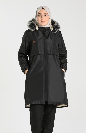 Plus Size Hooded Coat 8102-02 Black 8102-02