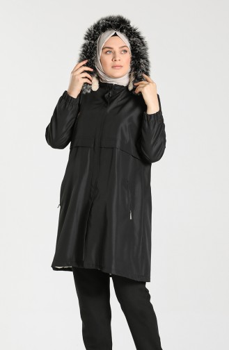 Plus Size Hooded Coat 8102-02 Black 8102-02