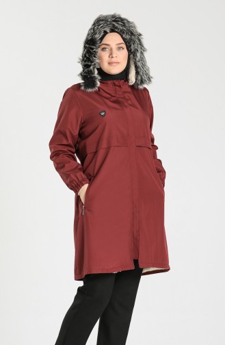 Plus Size Hooded Coat 8102-08 Damson 8102-08
