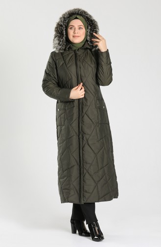 Büyük Beden Kapitone Kaban 0635A-02 Haki