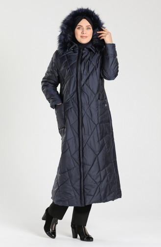 Plus Size quilted Coat 0635a-03 Navy Blue 0635A-03
