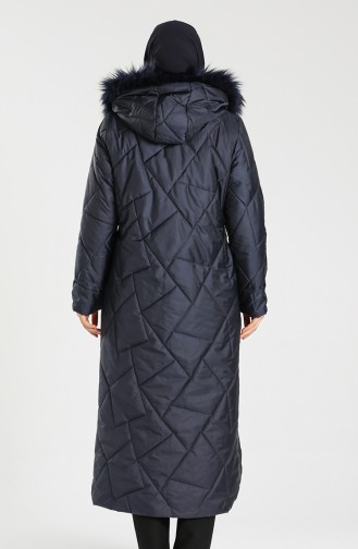 Plus Size quilted Coat 0635a-03 Navy Blue 0635A-03