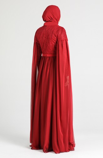 Weinrot Hijab-Abendkleider 8004-02
