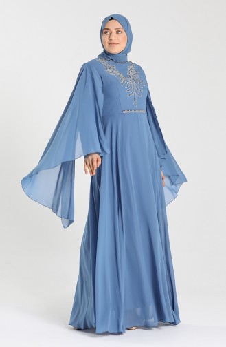 Indigo Hijab-Abendkleider 2058-11
