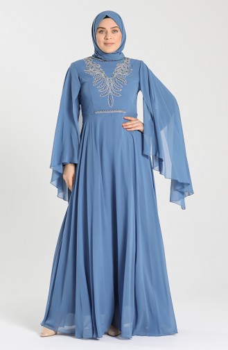 Indigo Hijab-Abendkleider 2058-11
