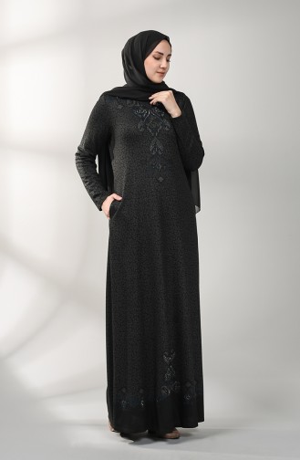 Schwarz Hijab Kleider 20K3022102-02
