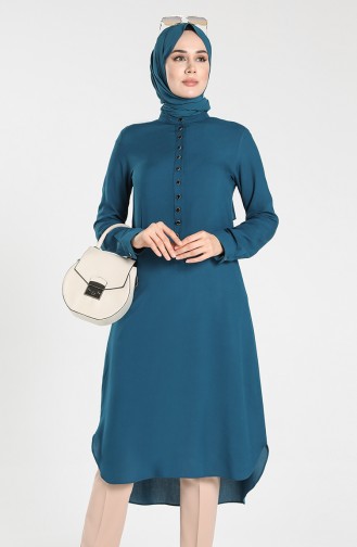 Buttoned Viscose Tunic 1810-02 Petrol 1810-02