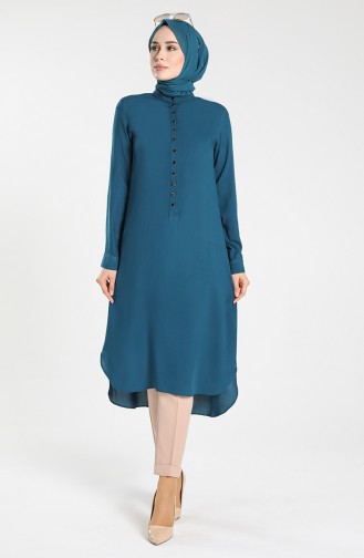 Buttoned Viscose Tunic 1810-02 Petrol 1810-02