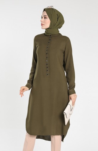 Buttoned Viscose Tunic 1810-05 Khaki 1810-05