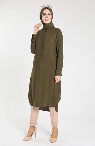 Buttoned Viscose Tunic 1810-05 Khaki 1810-05