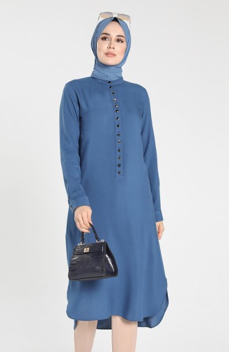 Buttoned Viscose Tunic 1810-07 Indigo 1810-07