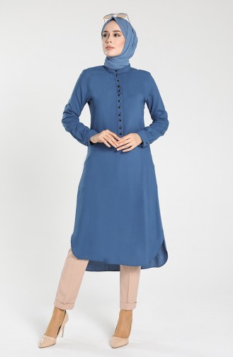 Buttoned Viscose Tunic 1810-07 Indigo 1810-07