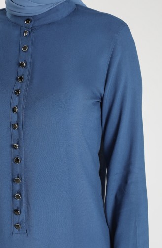 Buttoned Viscose Tunic 1810-07 Indigo 1810-07