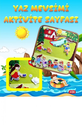 4 Set 50 Parça Tox Dört Mevsim Keçe Cırtlı Aktivite Sayfası Çocuk Etkinlik Eğitici Oyuncak T050200001