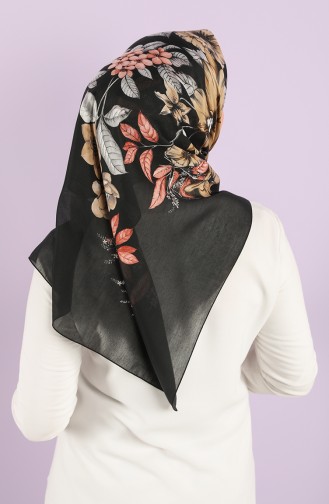 Karaca Patterned Cotton Scarf 90724-05 Black Dark Beige 90724-05