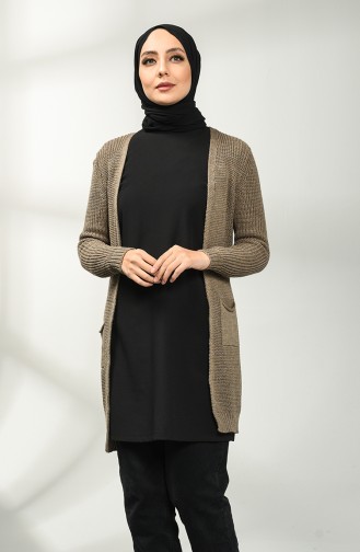 Triko Cepli Hırka 1462-12 Vizon