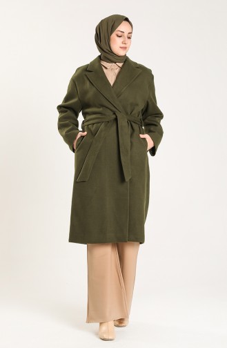 Double Breasted Collar Stamp Coat 22416-02 Khaki 22416-02