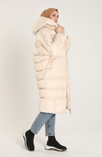 Zippered Quilted Coat 22414-03 Beige 22414-03