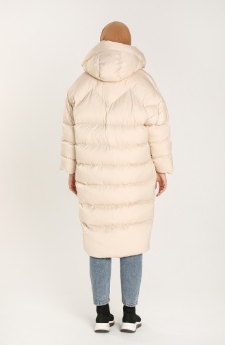 Zippered Quilted Coat 22414-03 Beige 22414-03