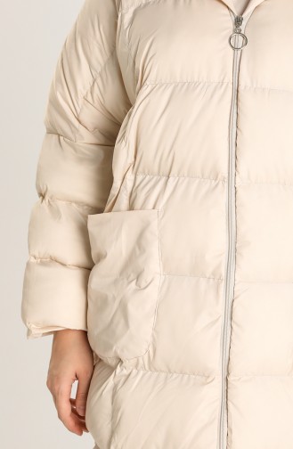 Zippered Quilted Coat 22414-03 Beige 22414-03